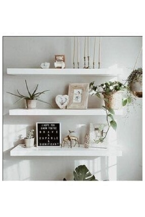 60x17 3lu beyaz duvar rafı kitaplık Image 0