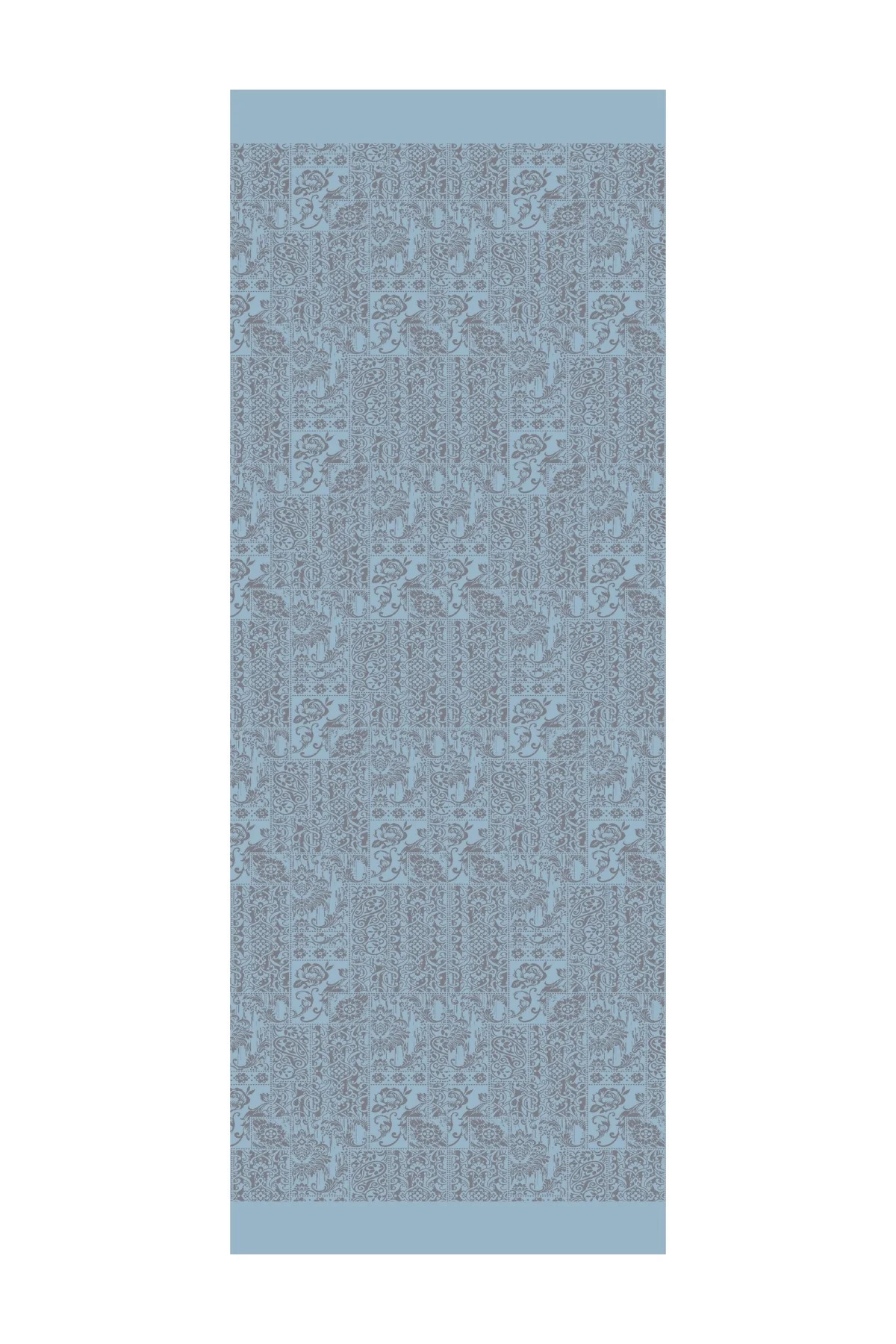 شال دو رو طرح حنا خاکستری تیره آبی روشن