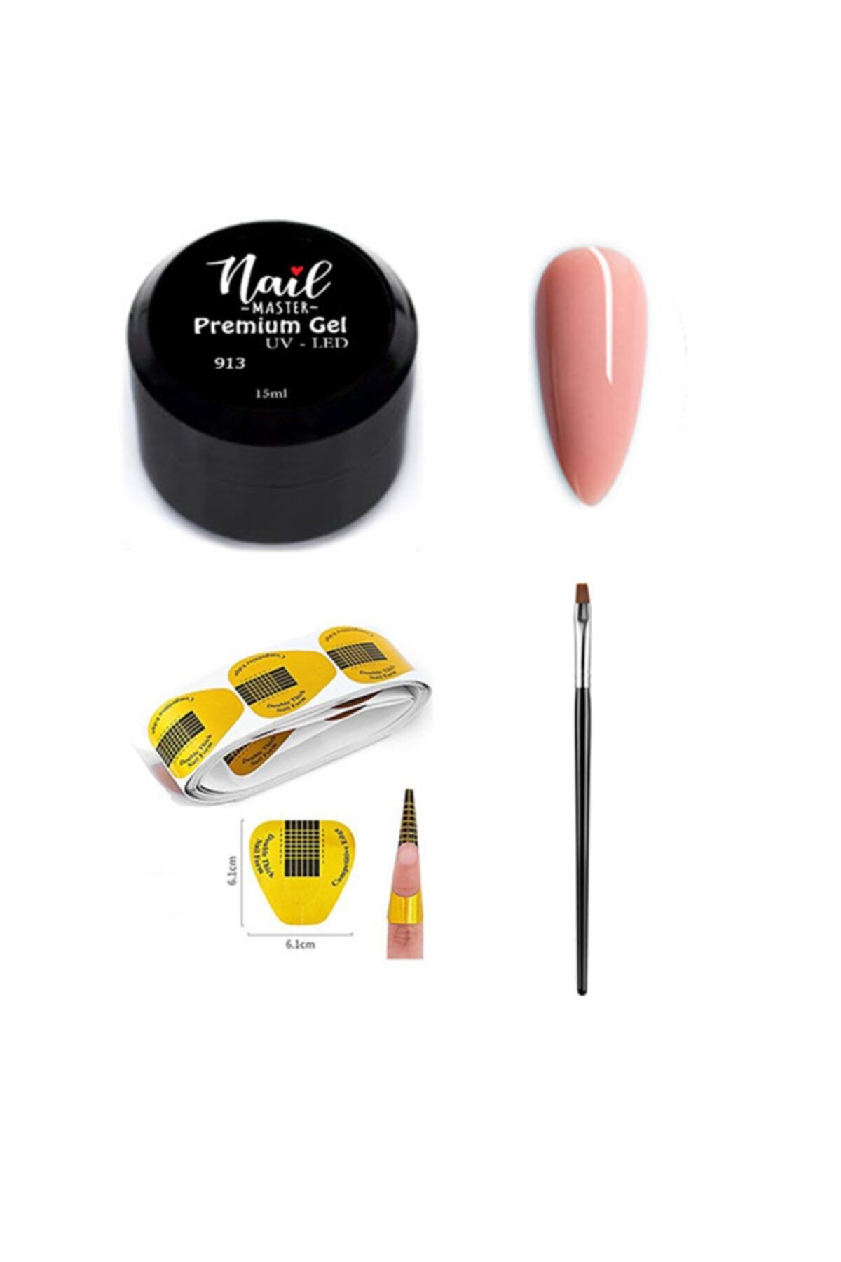 Nail Master Protez Tırnak Jeli 15ml 913 + Jel Fırçası + 20li Şablon 79,99