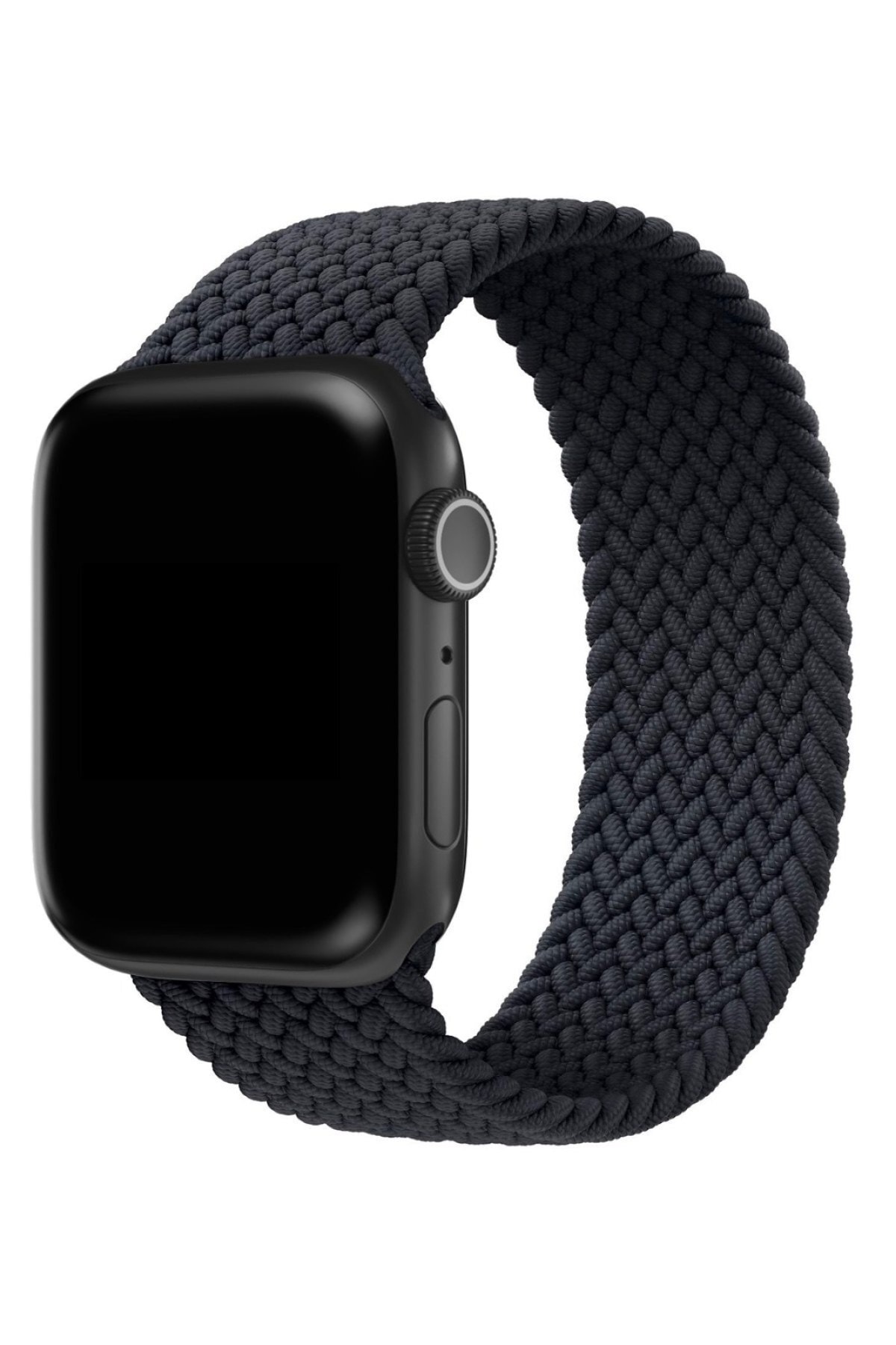 Hayal Kılıf Black Apple Watch 1-2-3-4-5-6-se Uyumlu Solo Örme Loop Kordon 38-40mm