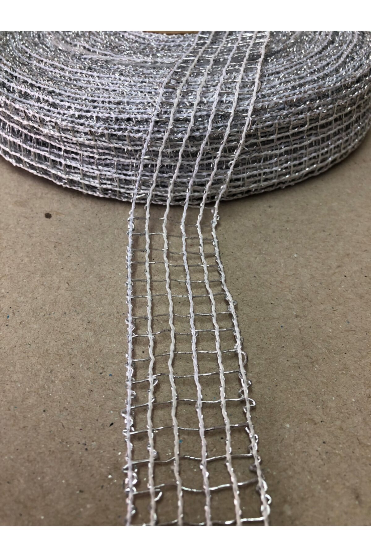 Kreatif Mağaza 3 Metre Gümüş Jüt File Kurdele (2.5 Cm En)