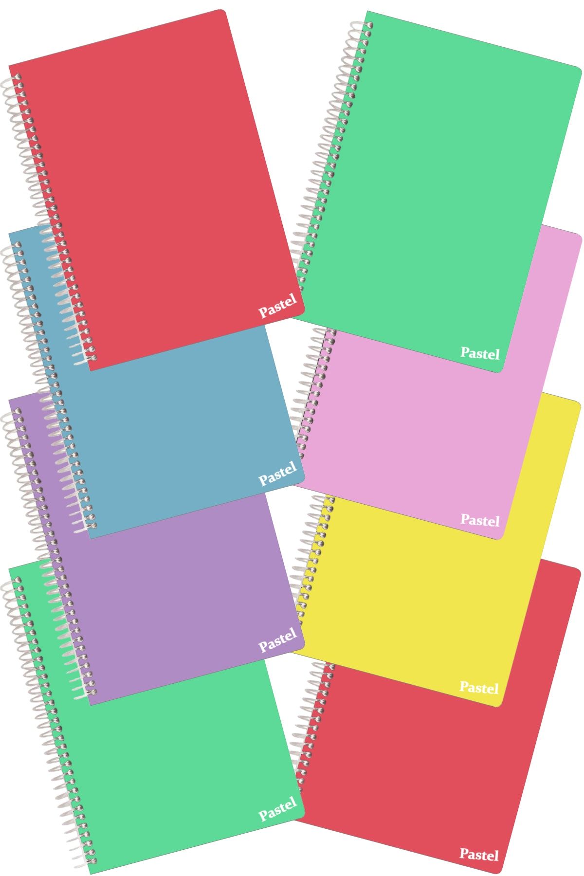 Inn Design Pack Pastel A4 80 Yaprak Spiralli Plastik Kapak 4 Çizgili 4 Kareli Defter Seti