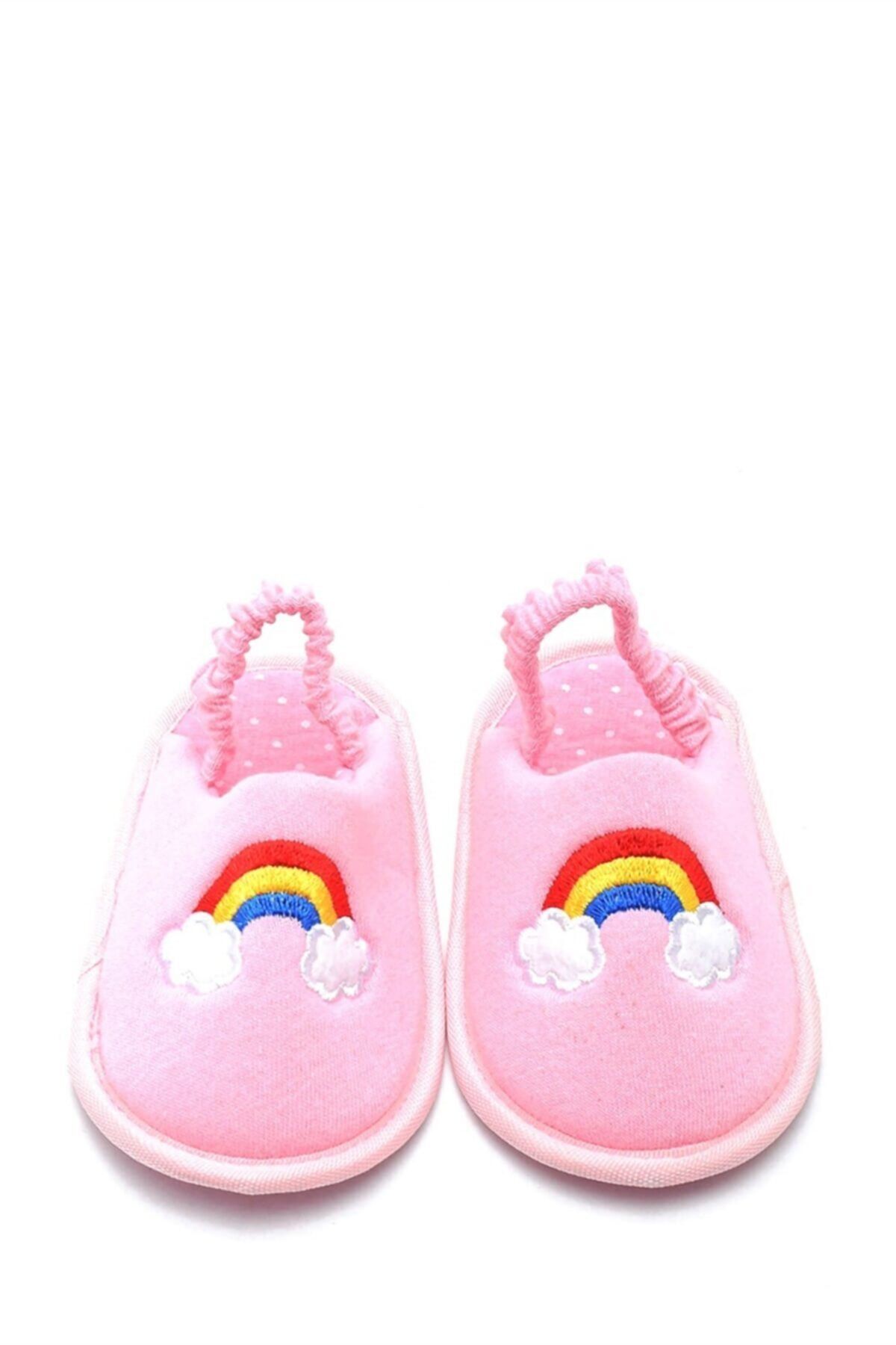 First Step Gökkuşağı Nakışlı Lastikli Bebek Patik-pembe-g-2320
