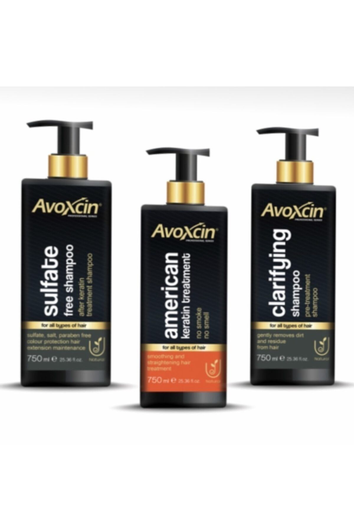 AVOXCIN American Keratin Smoothing Treatment Set - Saç Düzleştirici & Onarıcı 3'lü Set