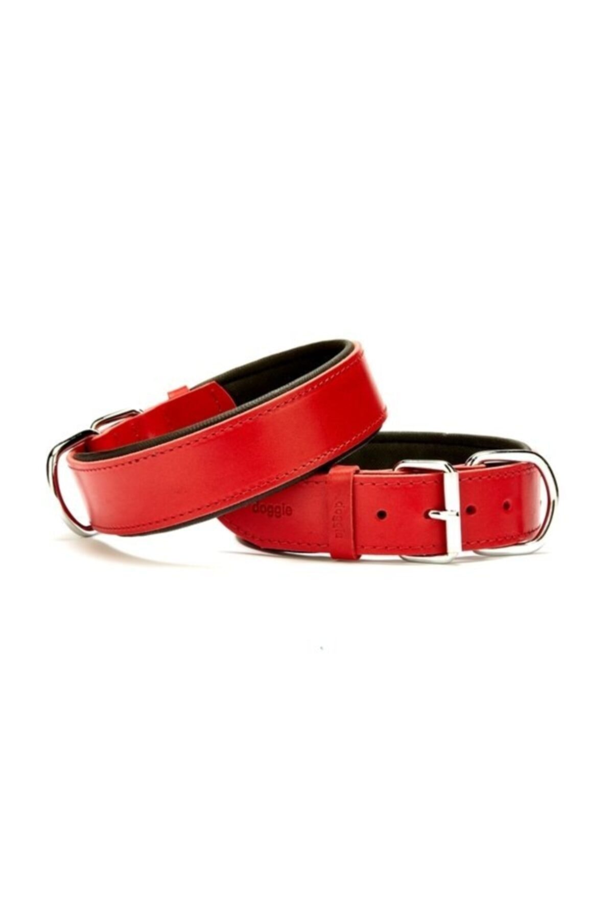 Doggie Konfor Deri Boyun Tasması 4x57-65cm Kırmızı