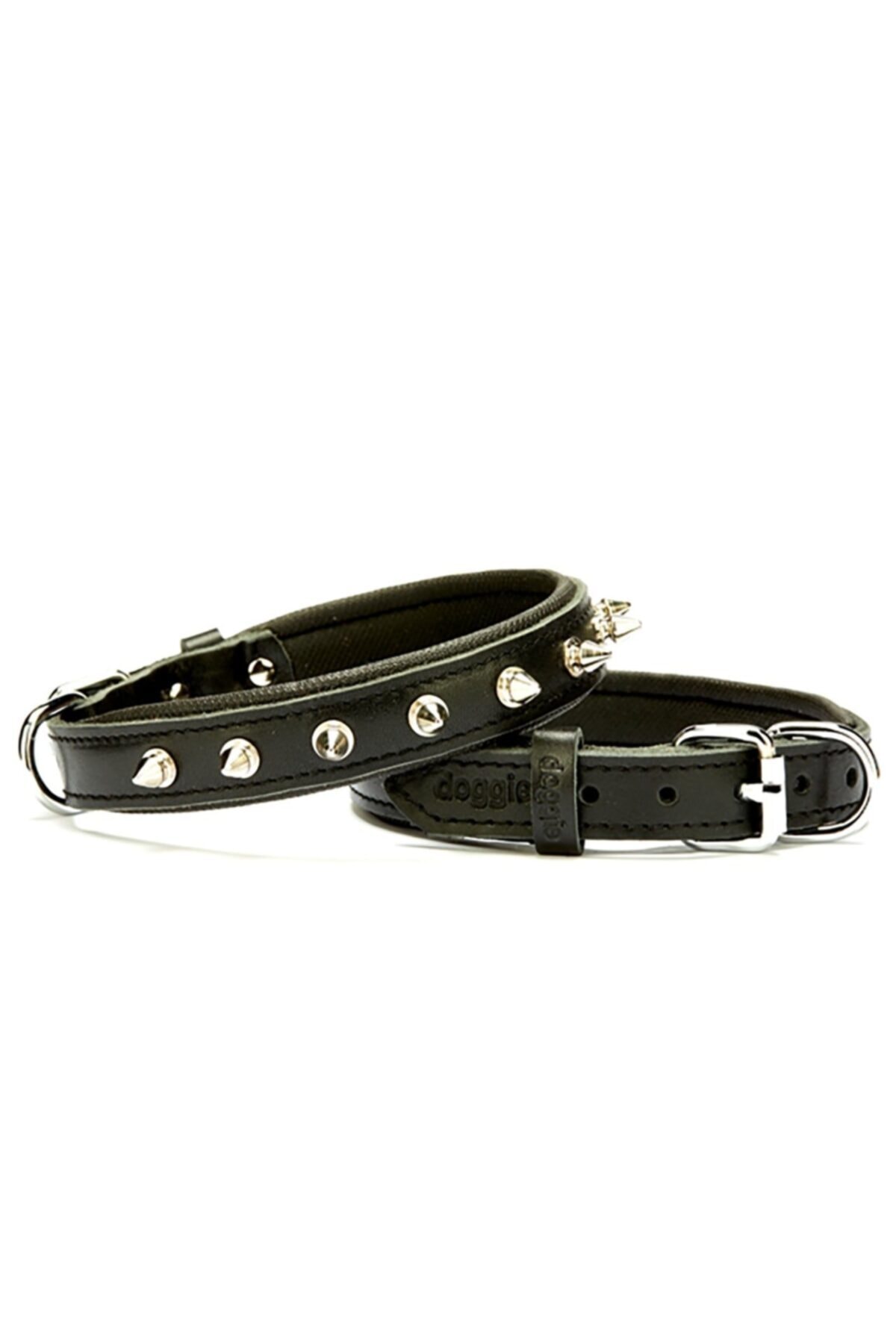 Doggie Konfor Deri Çivili Boyun Tasması 2x35-40cm Siyah