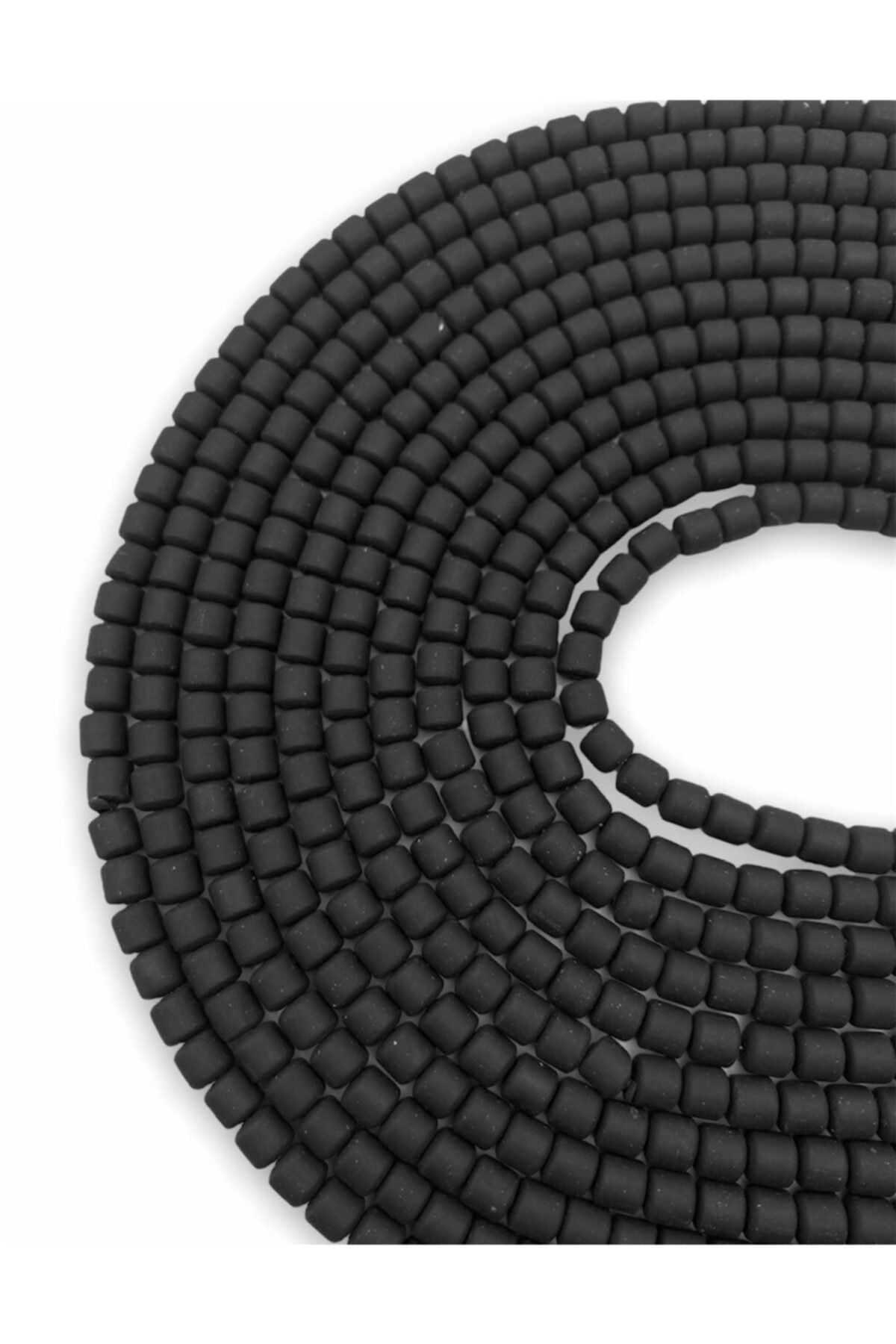 Hedef Bijuteri Lino Boncuk, Siyah Renk Polimer Kil Lino Hamur Boncuk Dizisi,6x6mm Silindir 40cm Dizi Fimo