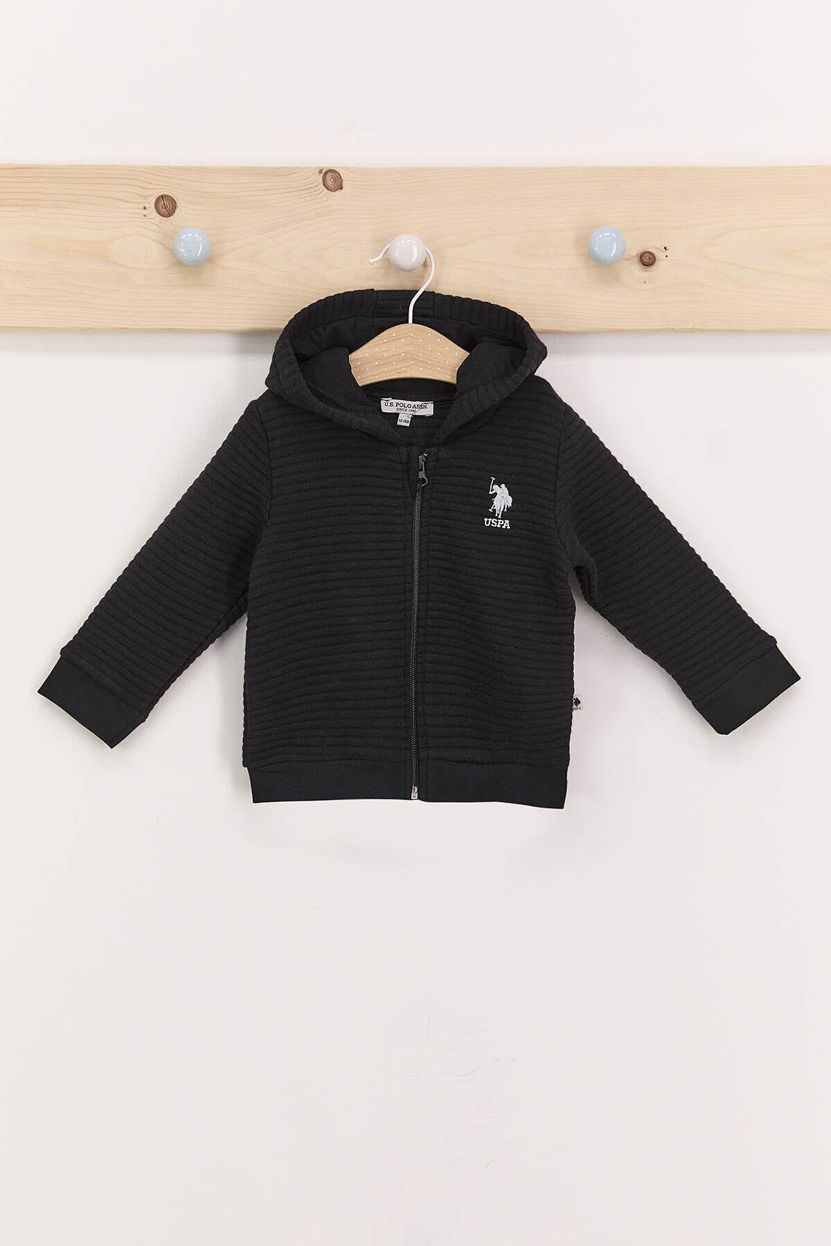 U.S. Polo Assn. Siyah Erkek Bebek Kapşonlu Hırka