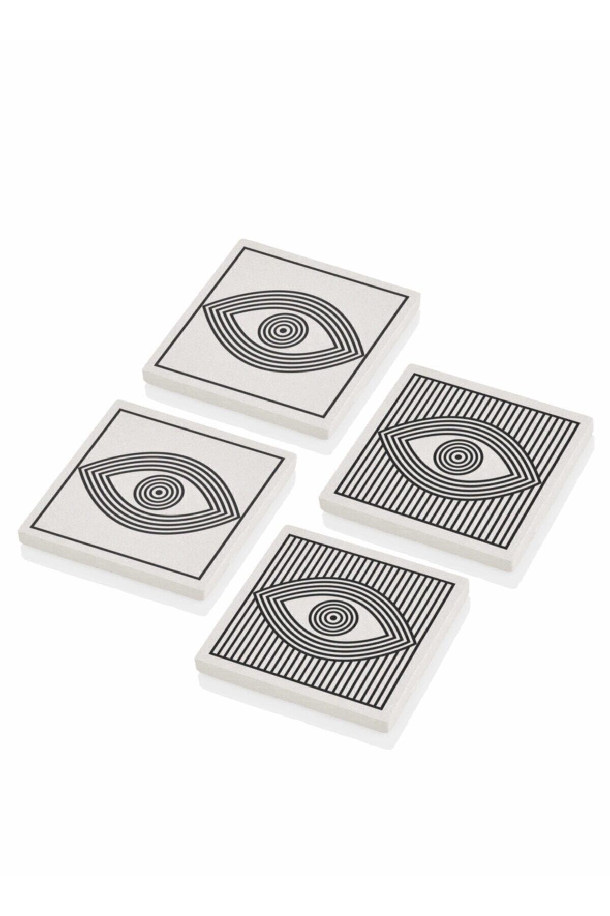 The Mia Taş Bardak Altlığı - 4lü Set - Eye