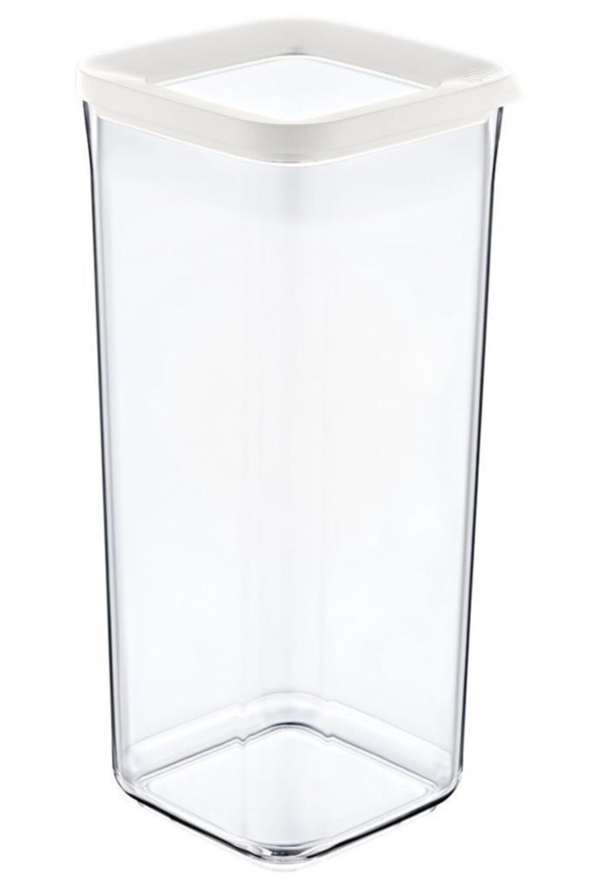 sinerjistore Erzak Kavanozu Kare Beyaz Kapaklı 1700 Ml Saklama Kabı Kavanozu
