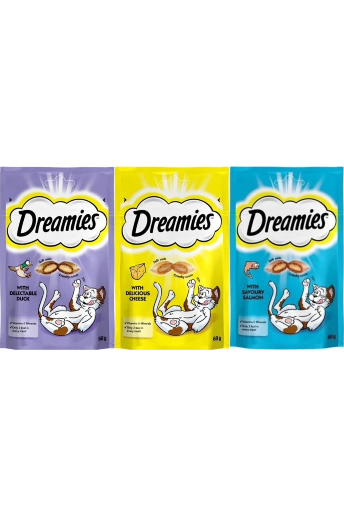 Dreamies Kedi Ödül Maması 60 gr 3 Adet Ördek Peynir Somon