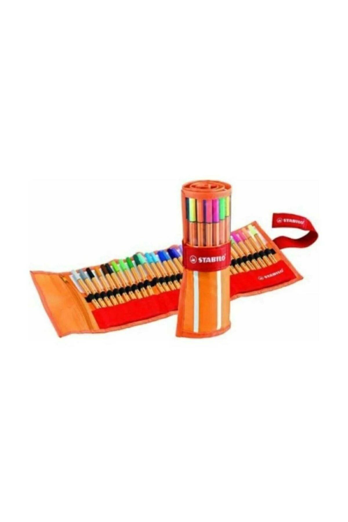 Stabilo Mandala Kitap Hediyeli + Point 88 Ince Keçe Uçlu Kalem 25+5 Floresan Renk Rülo Çantalı Set