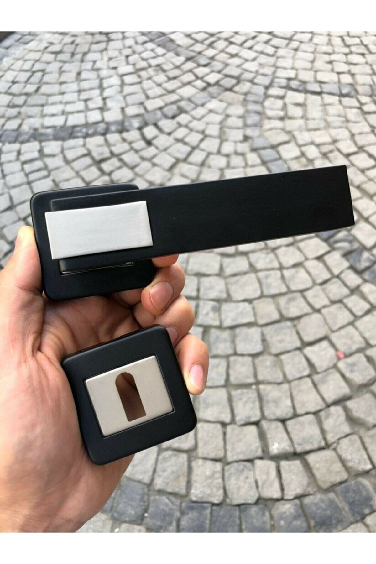 Sofuoğlu Asude Kapı Kolu ( Oda - Iç Kapısı Kol ) Kare Rozetli Mat Siyah-saten