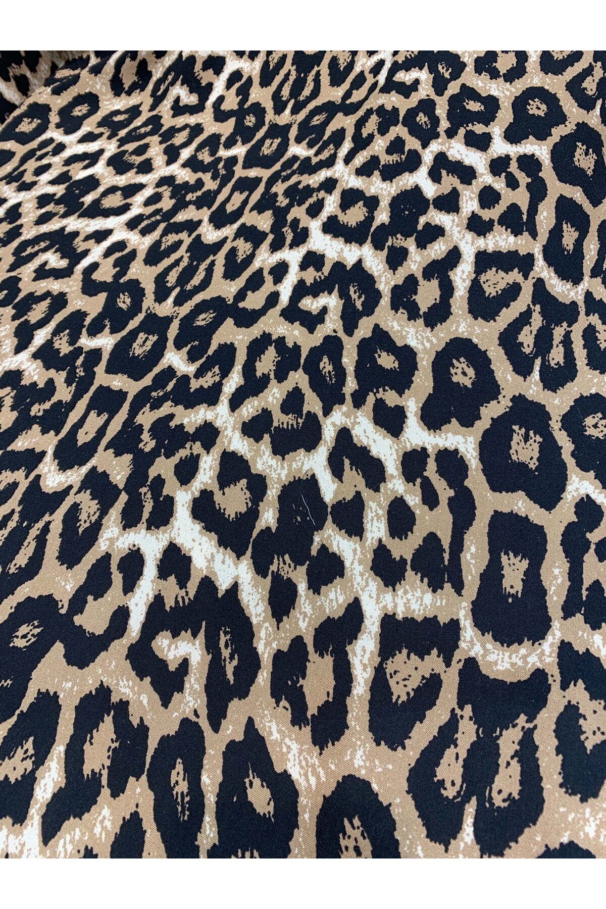 Nadirzade Kumaşçılık Leopar Desenli İpek Pamuk Viskon Kumaş 150 cm Eninde