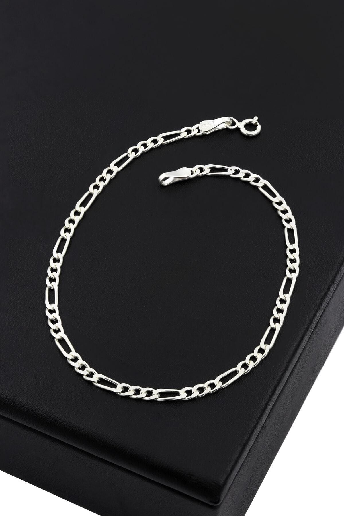 CAN SİLVER Erkek 925 Ayar Gümüş FigaroBileklik 3mm