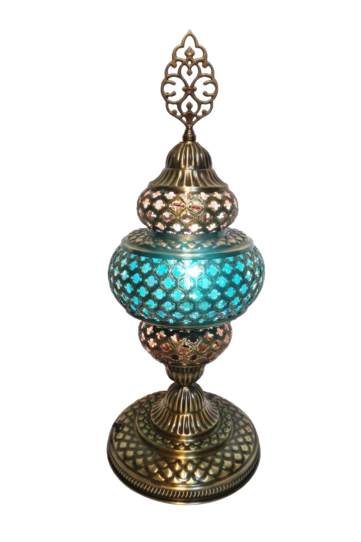 the istanbul lamp Otantik Osmanlı Dekoratif Gece Lambası Pirinç Turkuaz