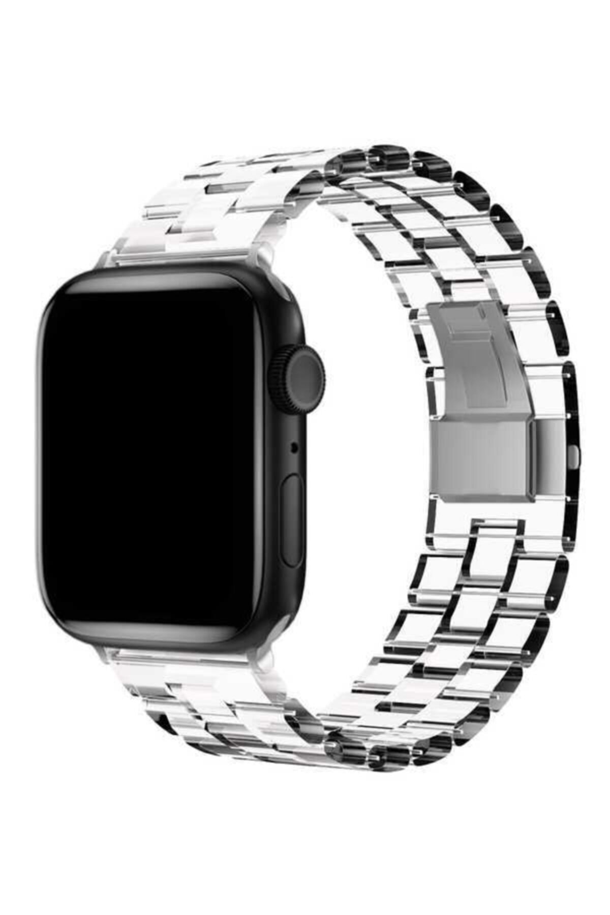 Apple Watch Seri 2/3/4/5/6/se 40mm Uyumlu Nezih Case Renkli Şeffaf Klipsli Kordon Şeffaf