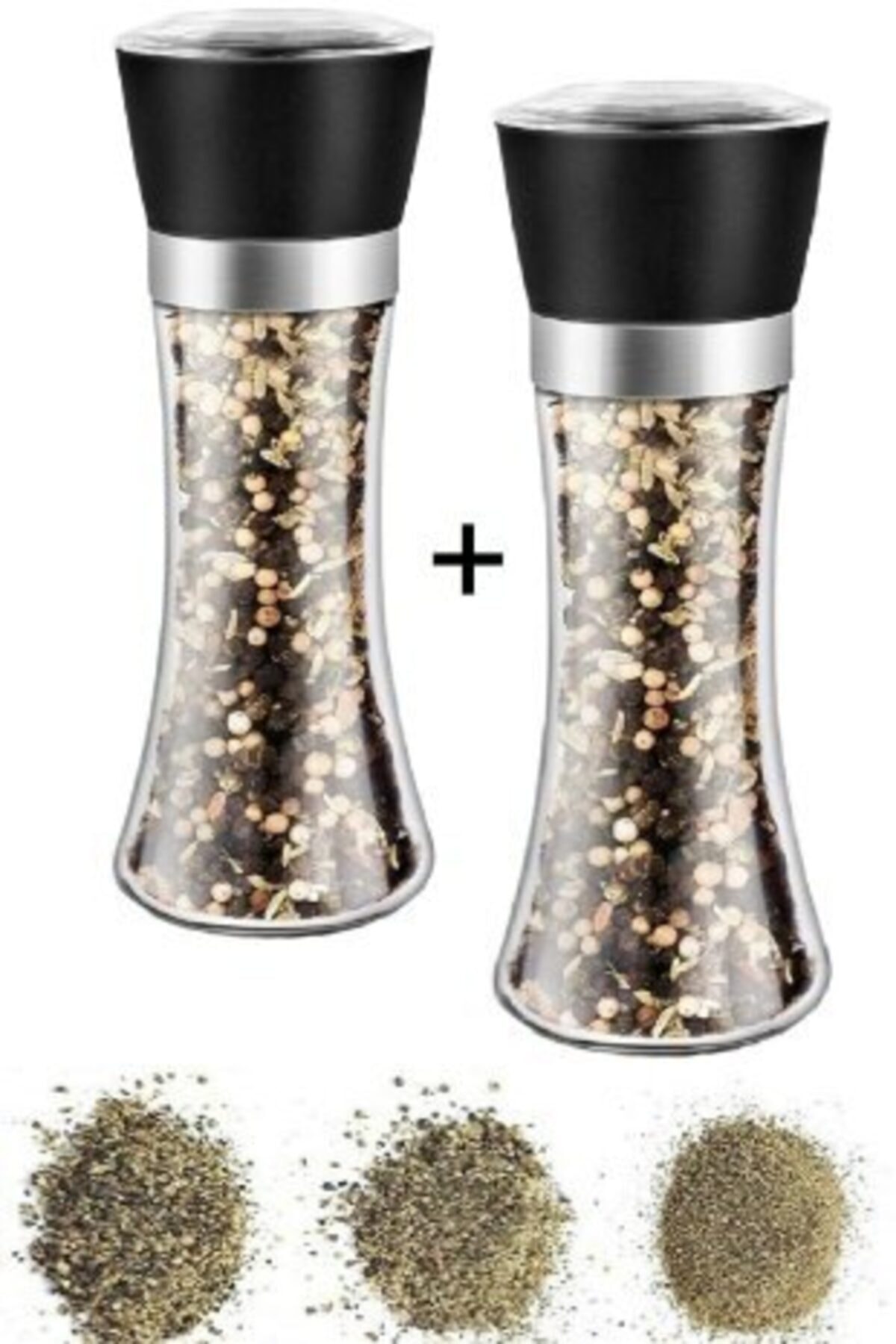 Kitchen Beauty Karabiber Tuzluk Değirmeni 2 Adet Büyük Boy Seramik Bıçaklı Öğütücü