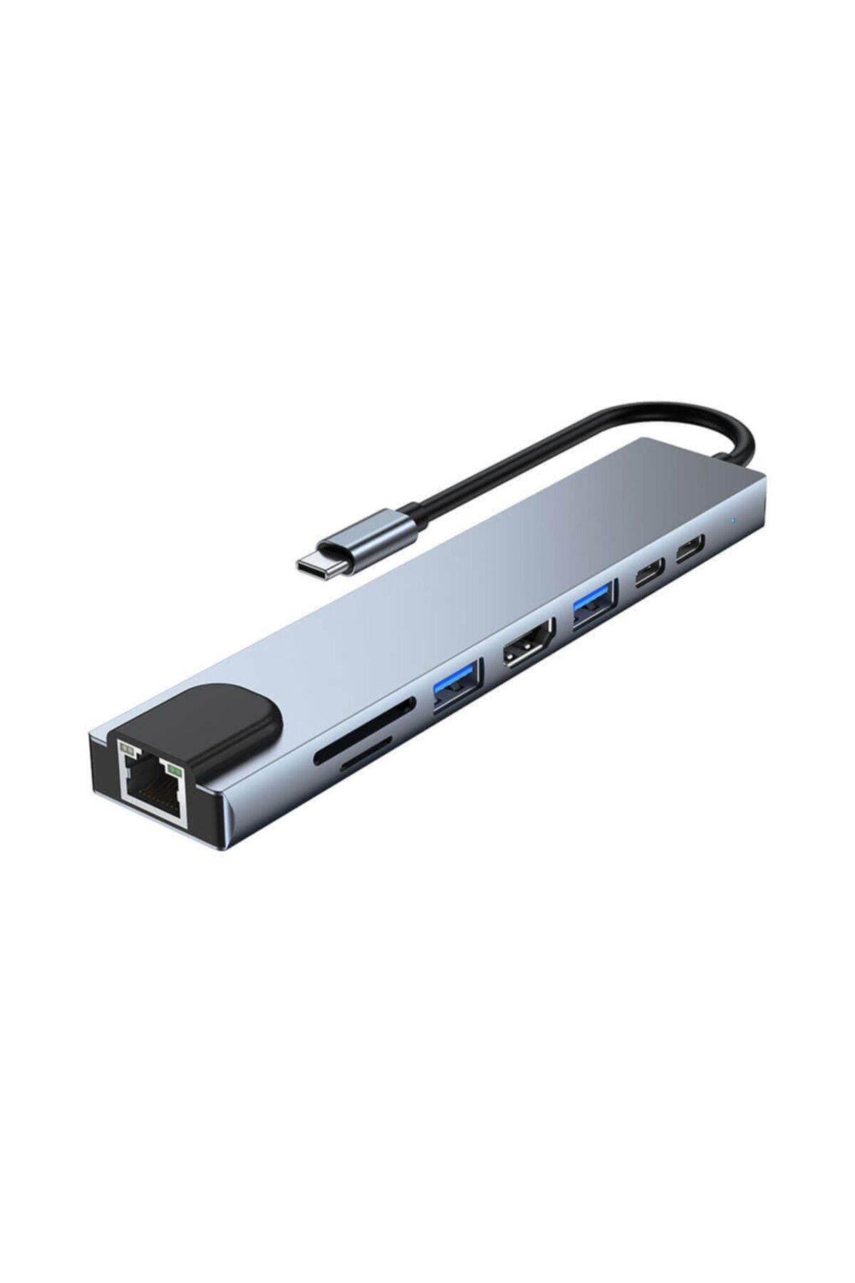 WOZLO 8 In 1 Type C To 4k Hdmı, Sd/ Tf Kart Okuyucu, 2 Usb 3.0, Usb-c Pd Ethernet Çevirici Kablo