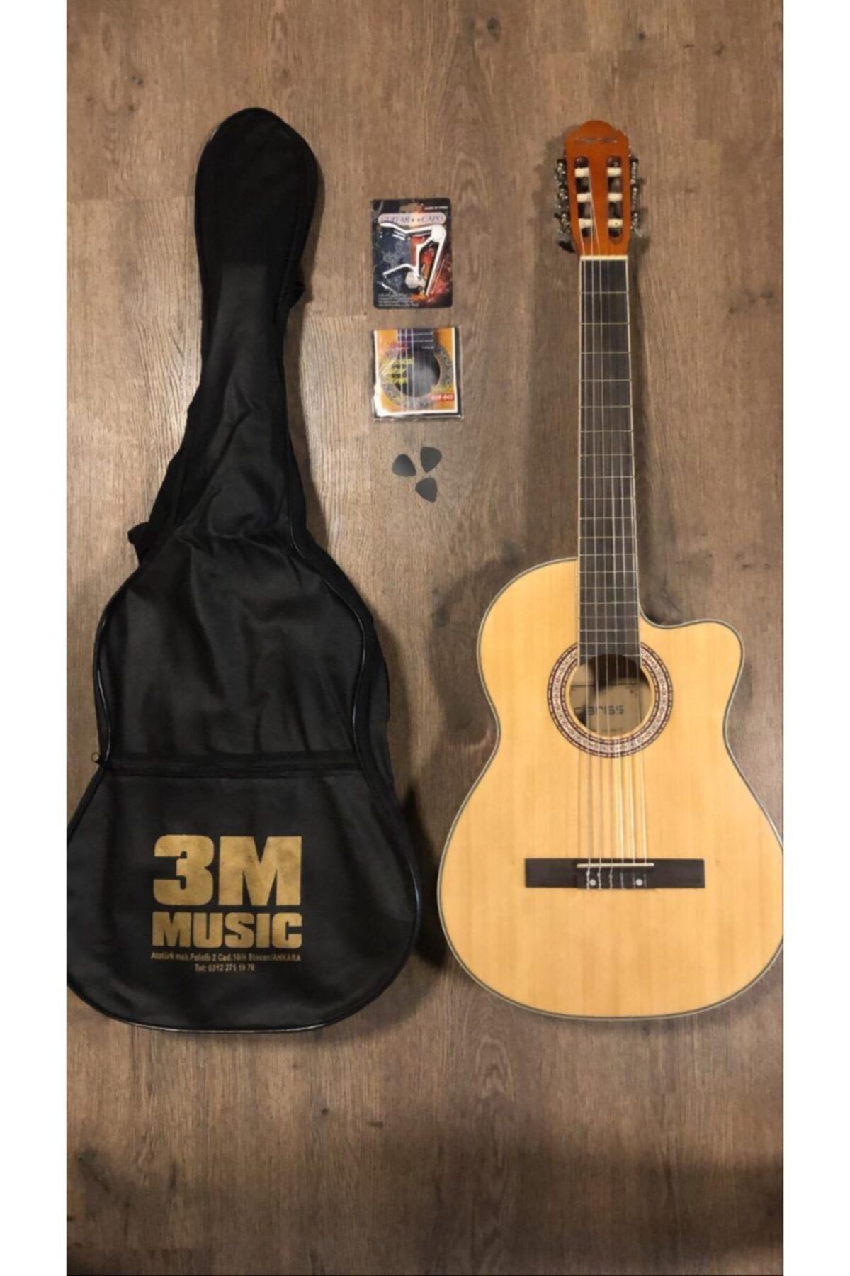 Clariss Klasik Gitar Kesik Kasa Full Set ( Kılıf,capo, Yedek Takım Tel, Pena Hediyeli )