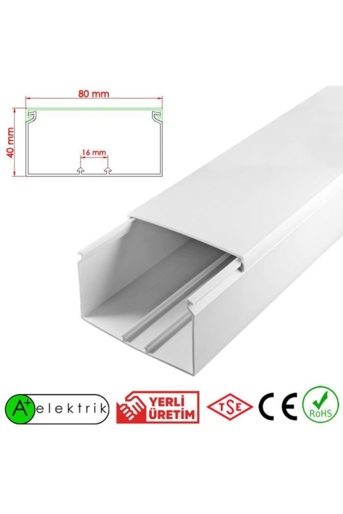 A Plus Elektrik 80x40 Mm Bantsız Kablo Kanalı 9x2m=18m