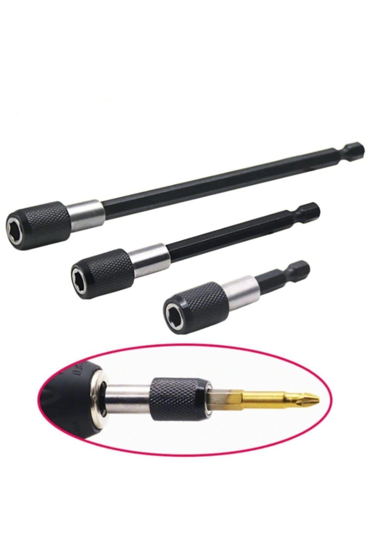 Depolife Hızlı Vidalama Adaptörü Bit Vidalama Uzatma Aparatı Altıgen 1/4 Hex Bits Şaftlı 3 Parça