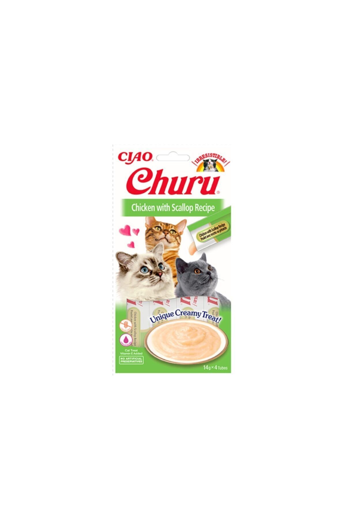 Ciao Churu Cream Tavuklu Ve Deniz Taraklı Kedi Ödül Kreması 4 X 14 Gr