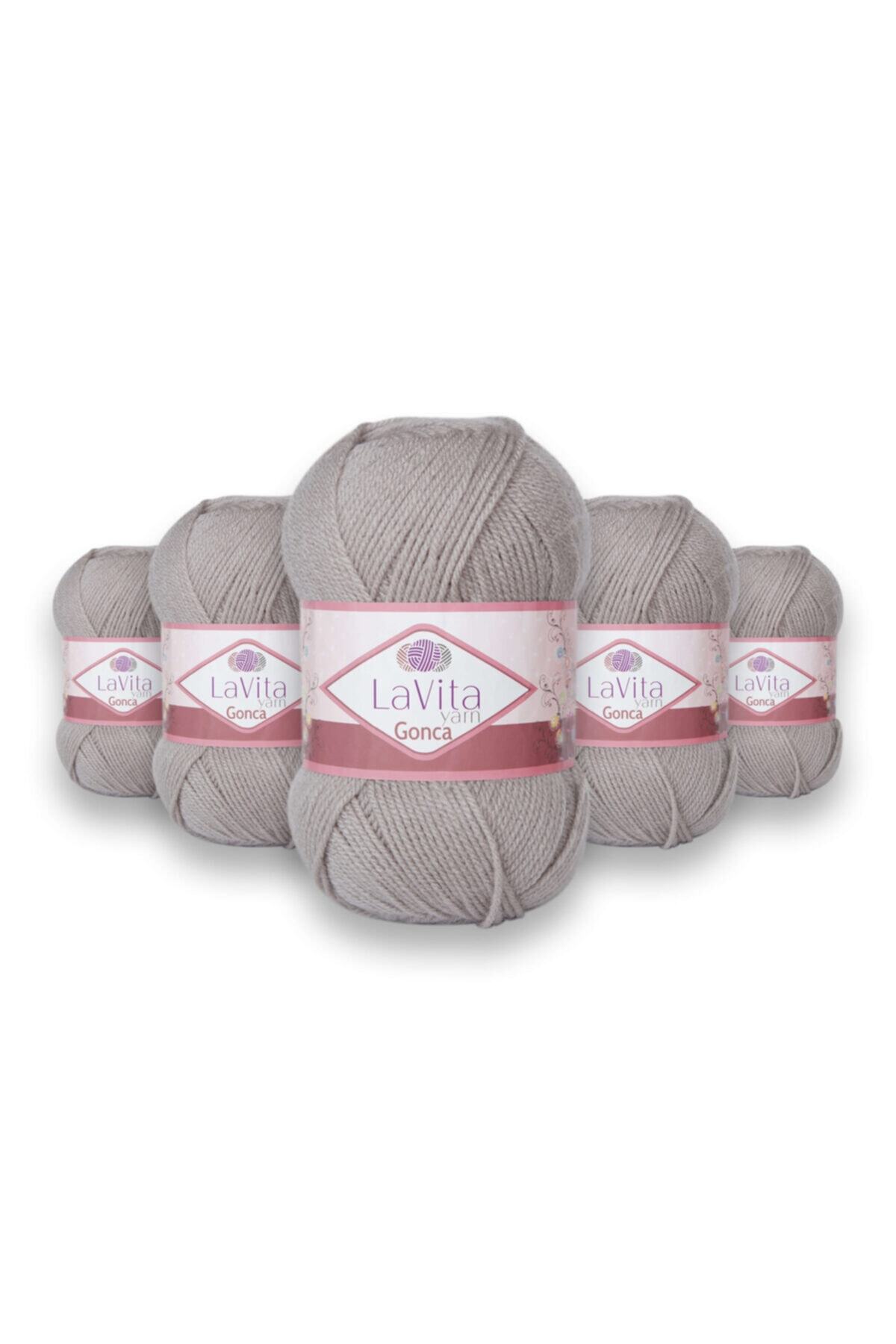 LaVita Yarn Gonca El Örgü Ipligi 5'li Paket Taka Yarn (6022-SOFT GRİ)