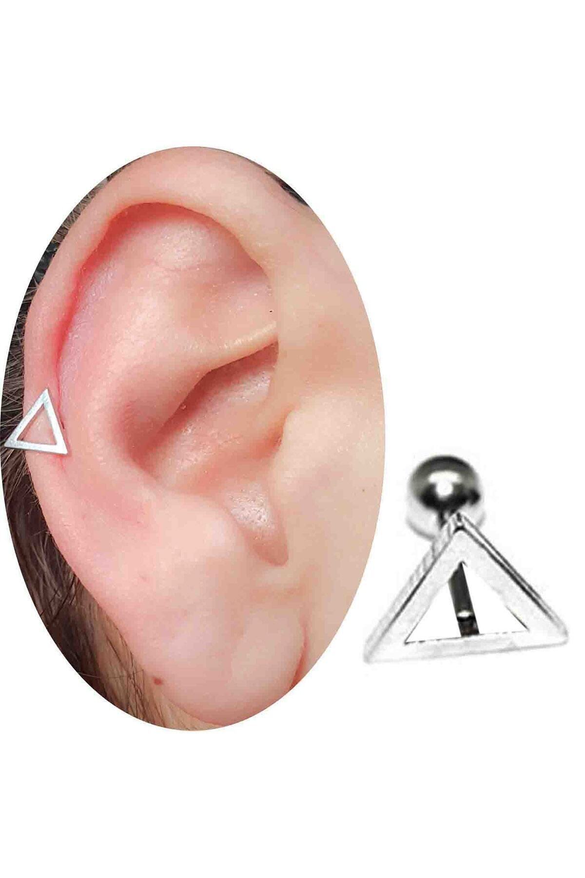 Cadının Dükkanı Cerrahi Çelik 10 mm Üçgen Objeli Kulak-kıkırdak-helix Piercing