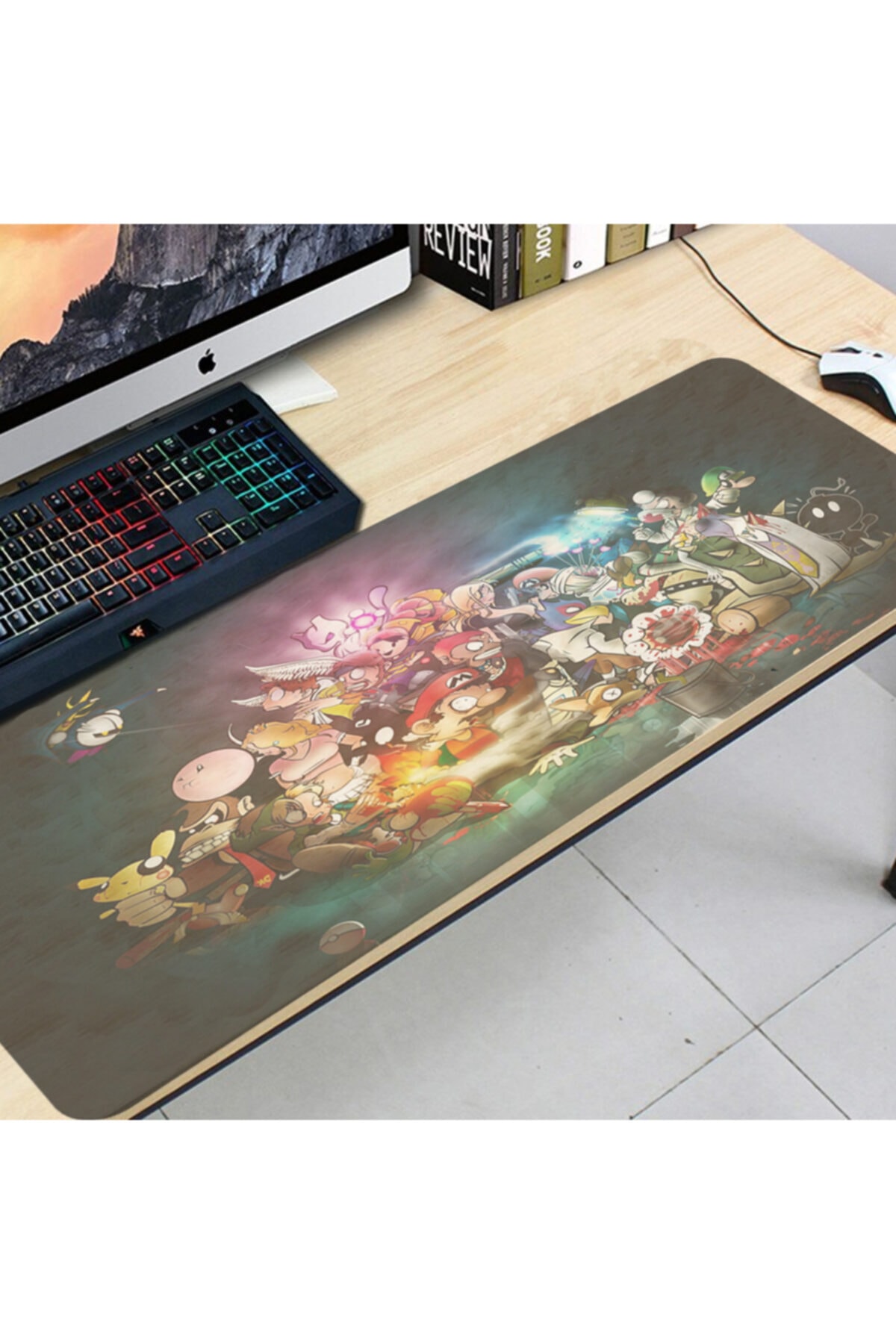 FİTGAME 90x40 Cm Xxl Kauçuk Kaymaz Taban Mario Oyuncu Gaming Mouse Pad