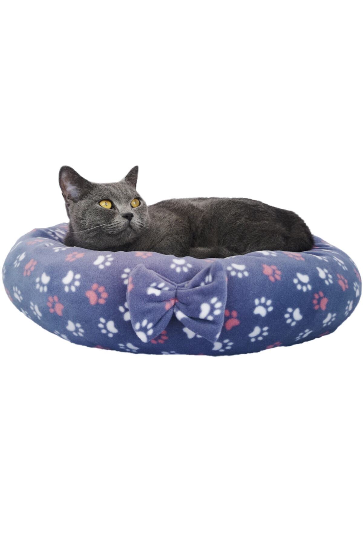 Sdypet Polar Simit Kedi & Küçük Irk Köpek Yatağı - Pati Desen - 50cm