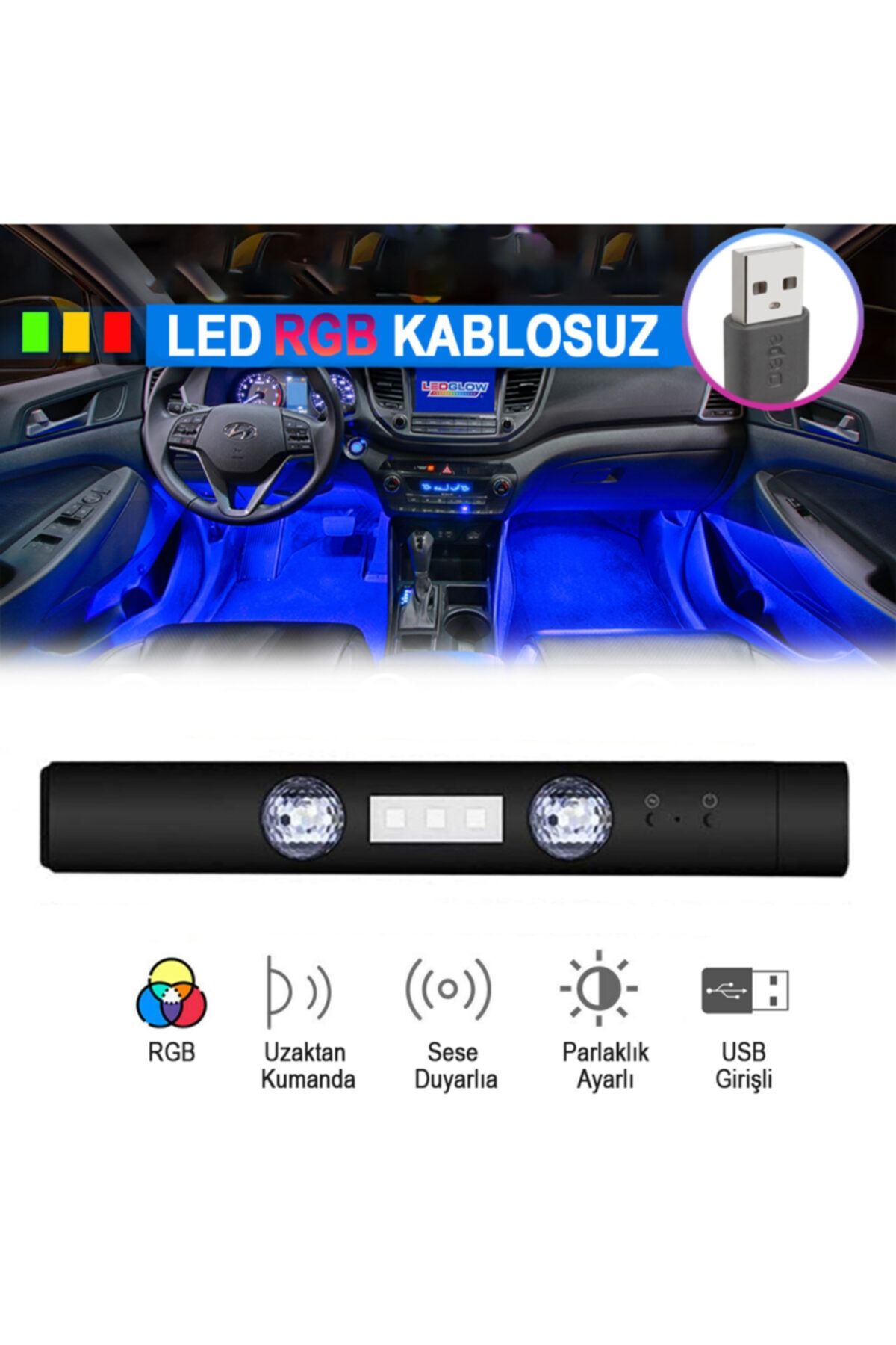 C9 Kablosuz Usb Şarjlı Sese Duyarlı Disko Ayak Altı Tavan Led Rgb Aydınlatma