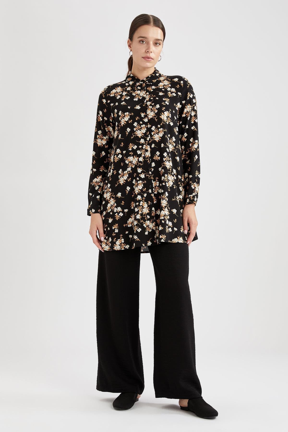 DeFacto Beli Lastikli Relax Fit Dokuma Geniş Paça Palazzo Pantolon