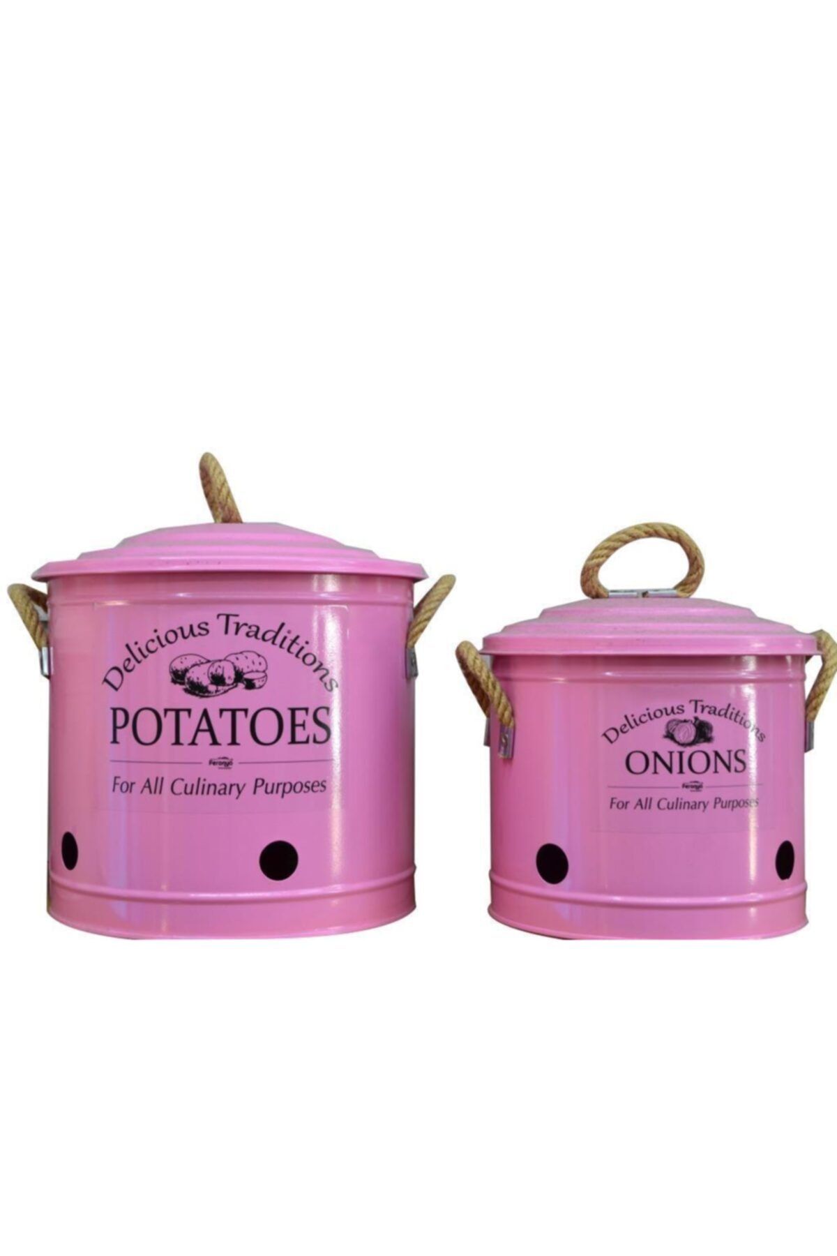 çilekev 2'li Pembe Halatlı Patates Soğan Saklama Kabı Sebze Saklama