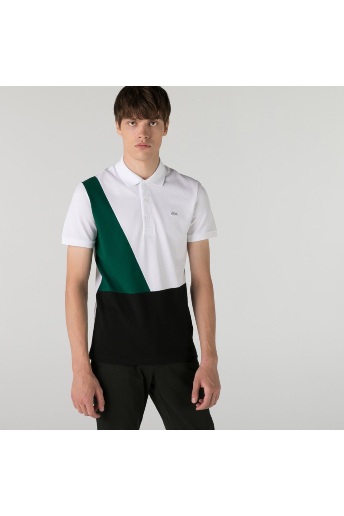 Lacoste Erkek Slim Fit Renk Bloklu Beyaz Polo