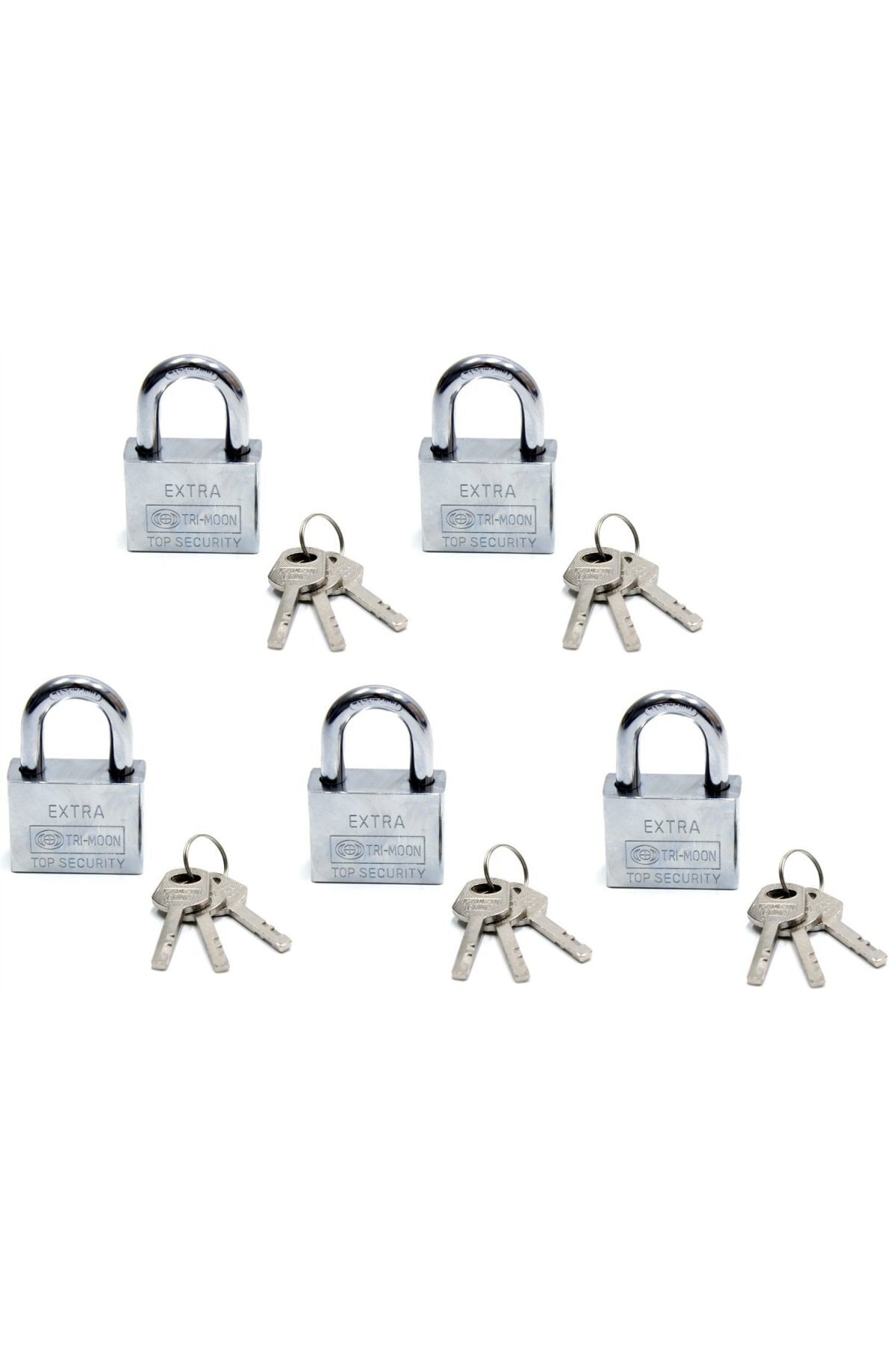 GB Shopping Akıllı Anahtarlı Asma Kilit 5li Set - Mastercare Tri-moon Master Anahtarlı 5 Li Çelik Asma Kilit
