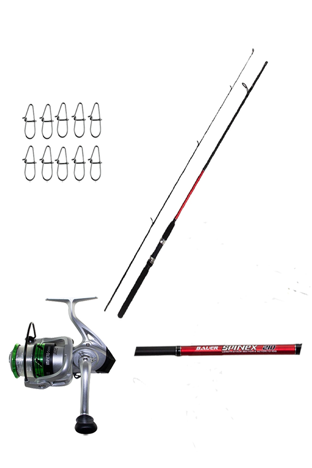 BAUER Yeni Spin Set Impeto Spinex Misinalı Klips Hediyeli 270cm 10-40gr