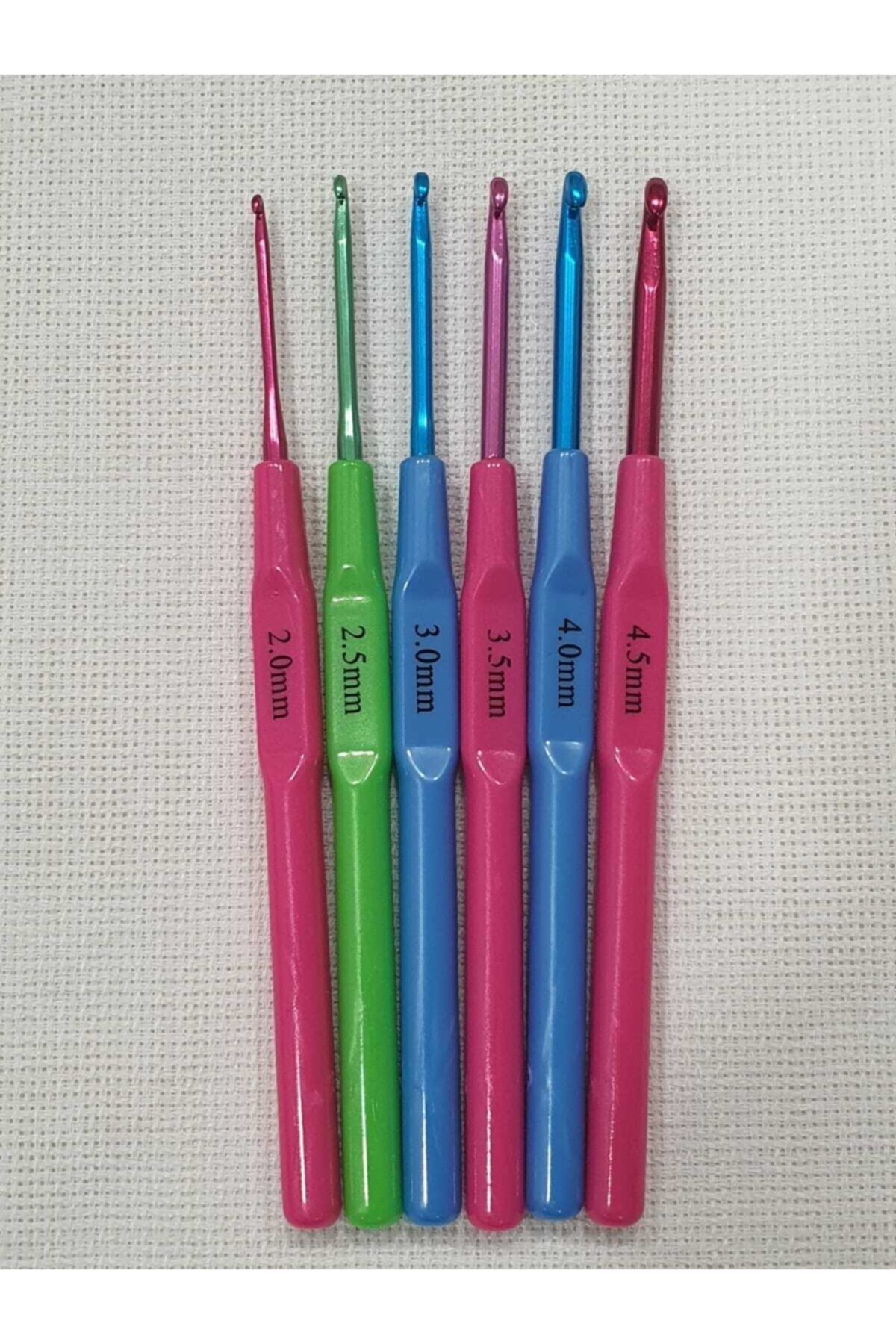 BALIM ÖRGÜ EVİ Gökkuşagı Ekonomik Tıg Seti Sert Plastik Saplı 6'lı Tığ Set 2.00-2.5-3.00-3.5-4.00-4.5 Mm