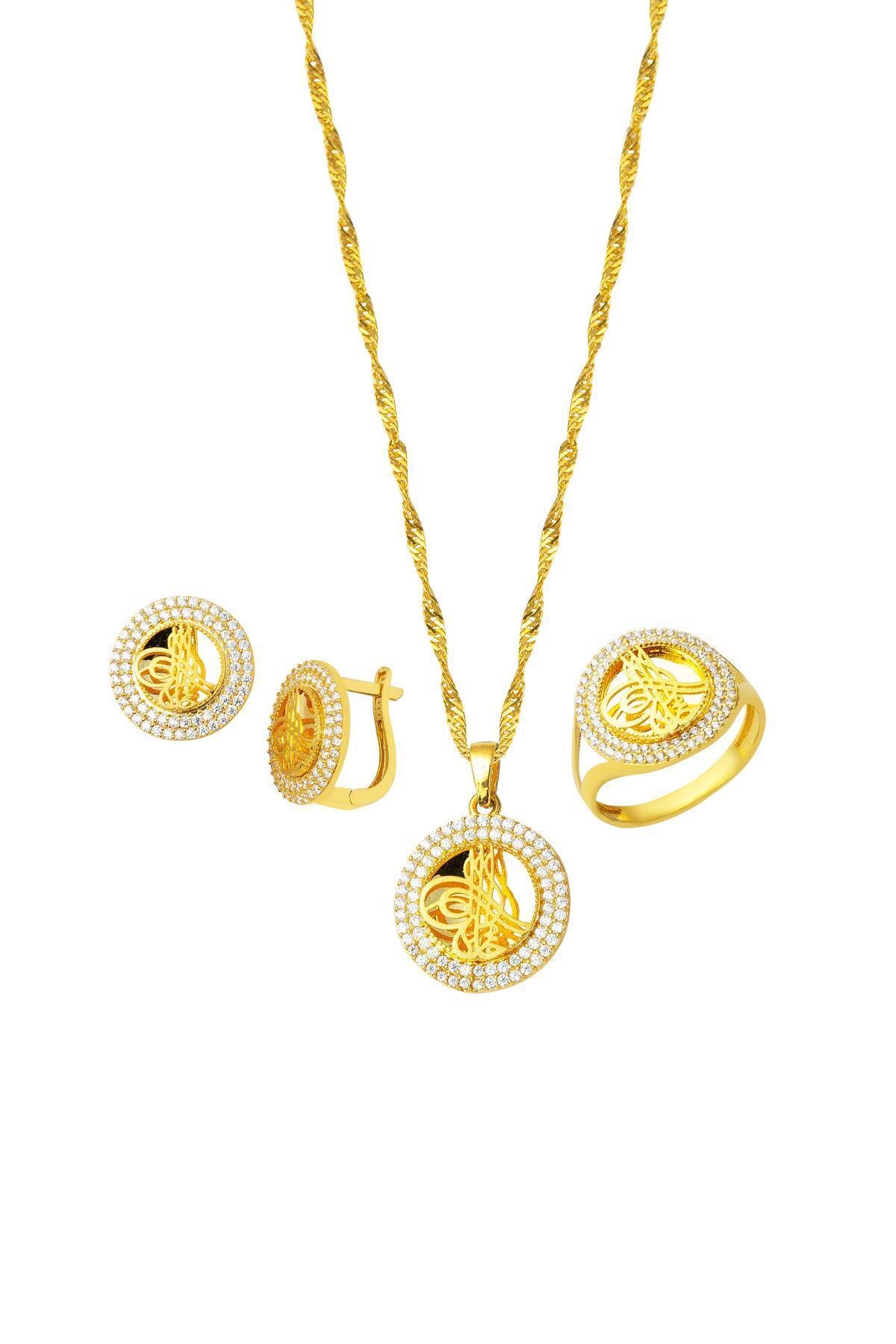 Bilezikci Tuğralı 8 Ayar Üçlü Altın Set