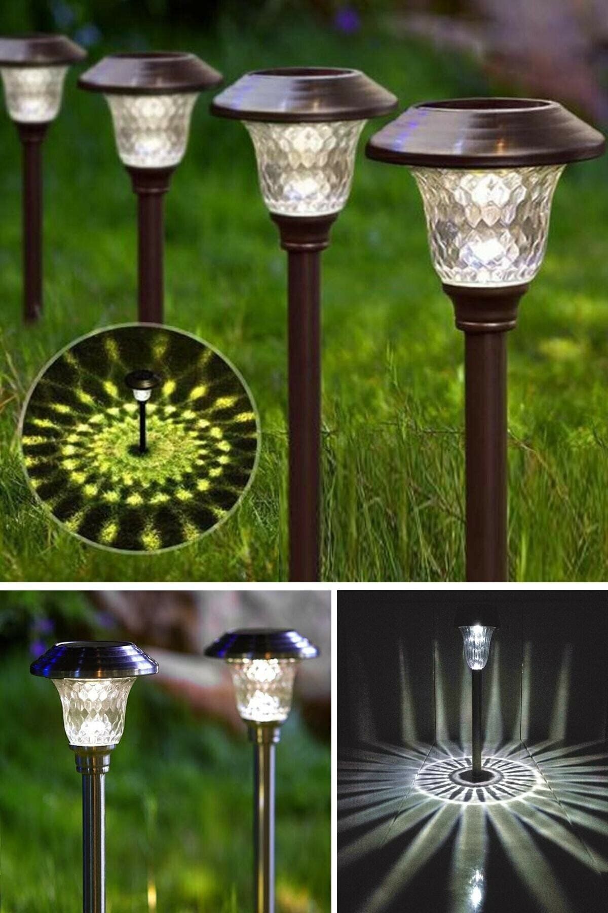 Amasra Büyük Boy Metal Gövdeli Güneş Enerjili Solar Bahçe Lambası 8 Li