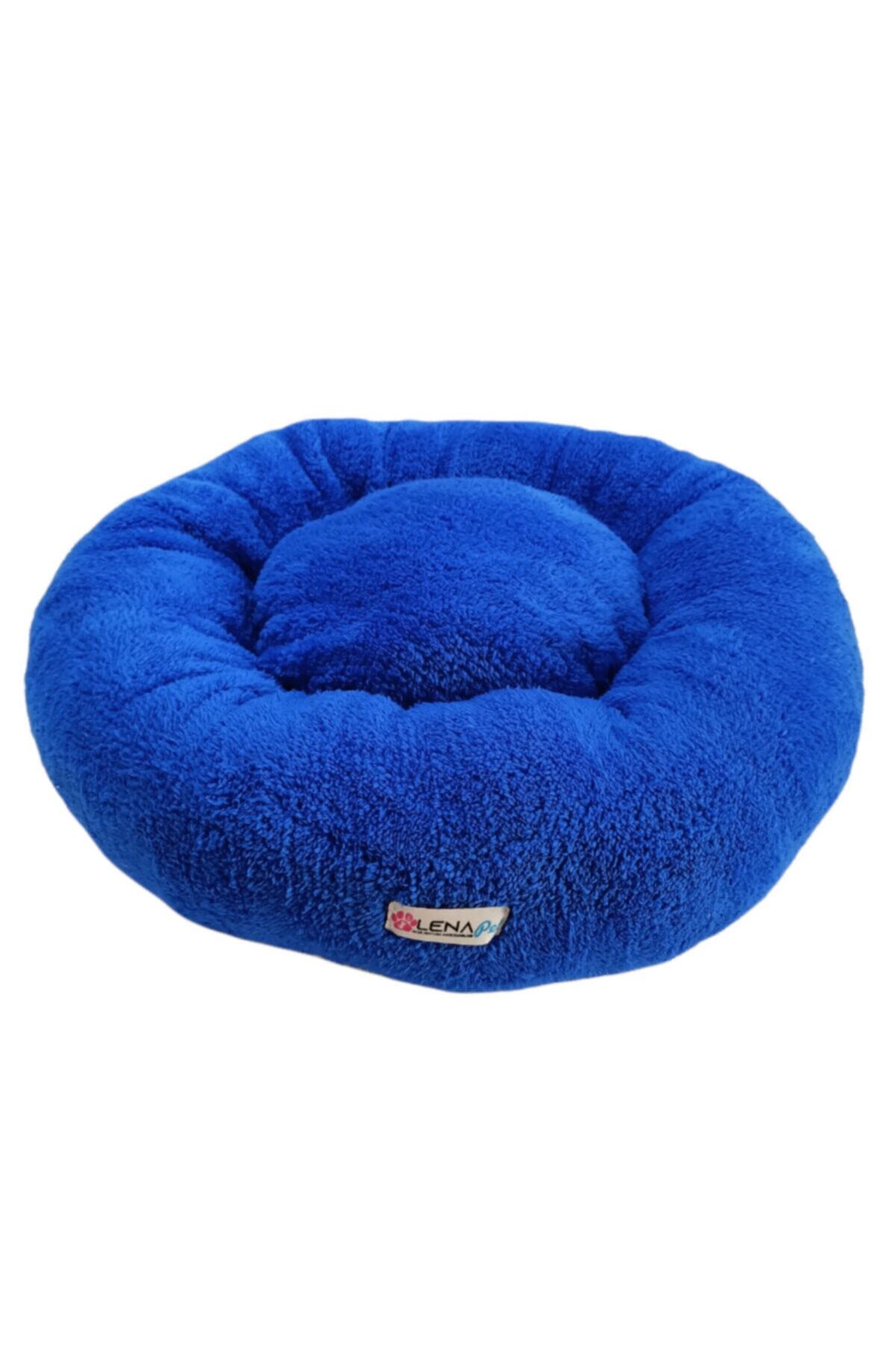 Lena Pet Welsoft Simit Kedi Ve Köpek Yatağı 50x50cm Nazar Mavi