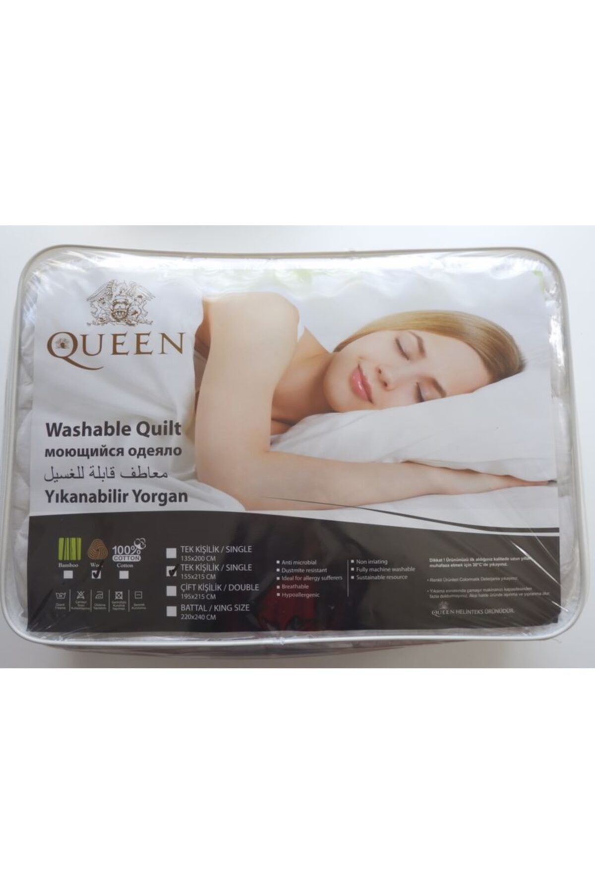 QUEEN Anti Bakteriyel Hipoalerjenik Tek Kişilik Yün Yorgan