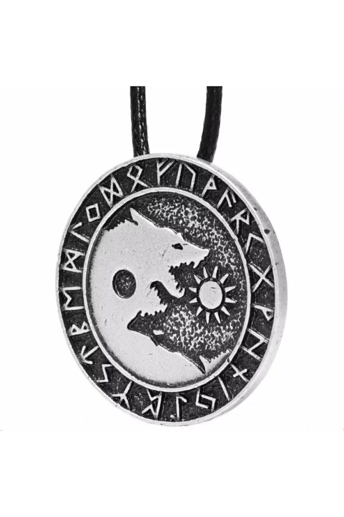 Viking Iskandinav Ying Yang Kurt Kolye Çift Kordon
