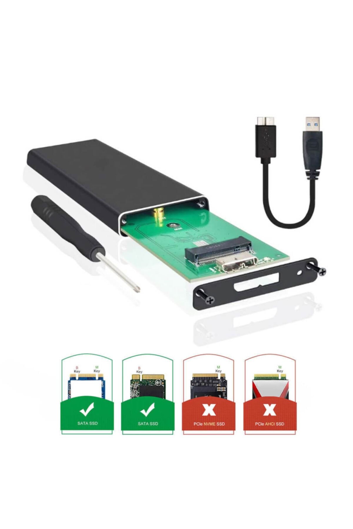 WOZLO M.2 Ngff To Usb 3.0 Ssd Sata Hdd Harddisk Kutusu - Aliminyum Kasa