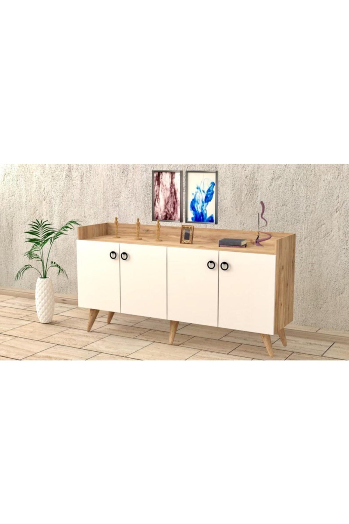 baramolife Çok Amaçlı Konsol, Çam Gövde - Beyaz Kapak, 140cm