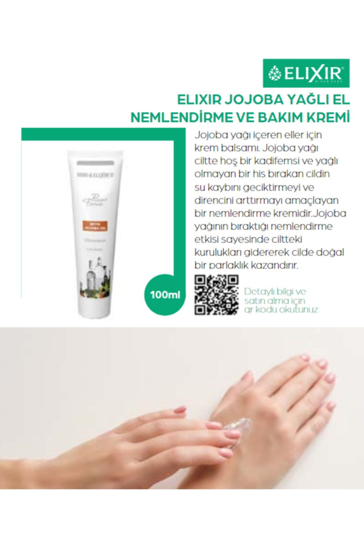 Elixir Jojoba Yağlı El Nemlendirme Ve Bakım Kremi