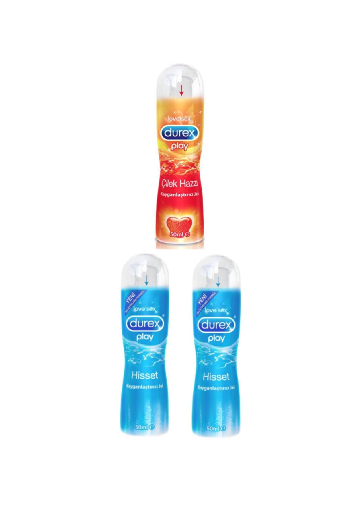Durex Çilek Aromalı Kayganlaştırıcı 50 ml + Play Su Bazlı Kayganlaştırıcı 50 ml X2 Adet