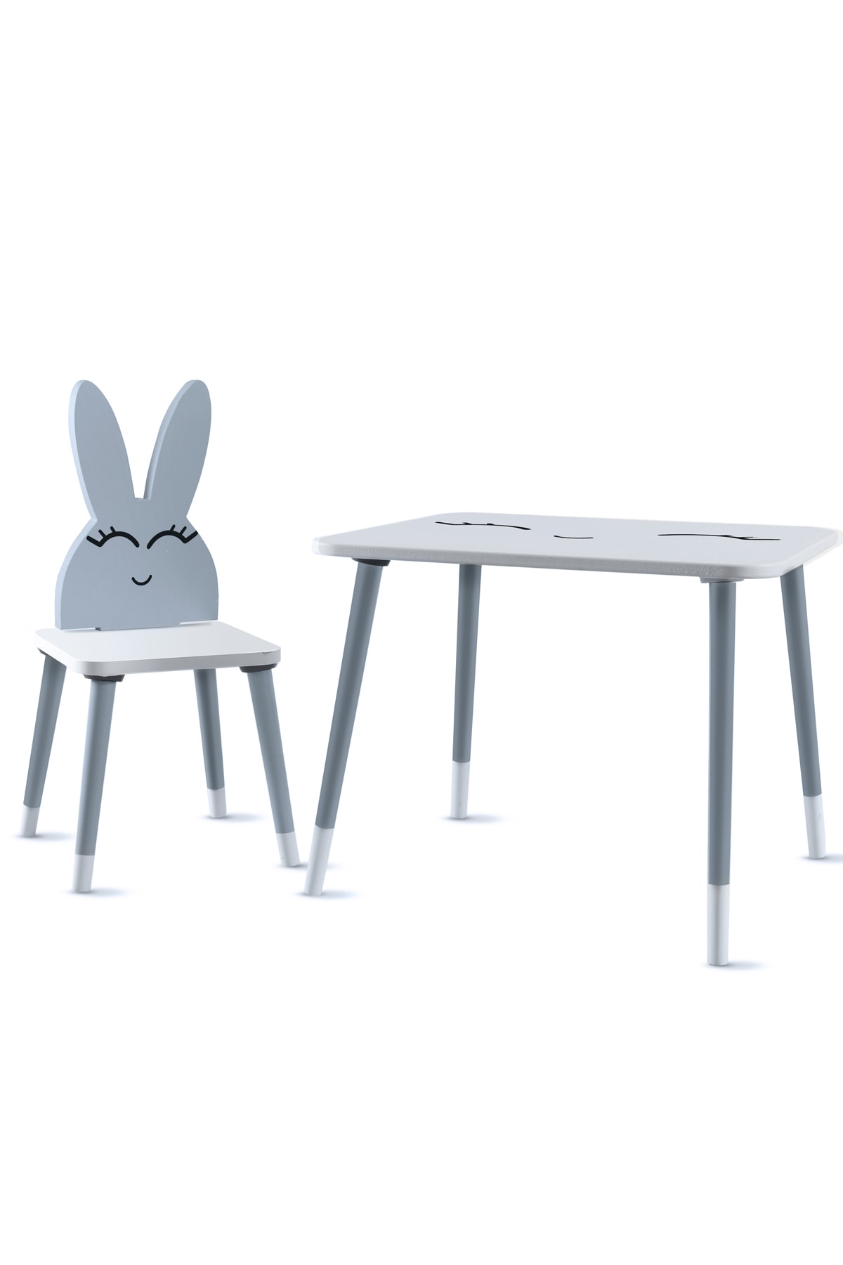 GO BABY Gri Tavşan Aktivite Masa Sandalyesi