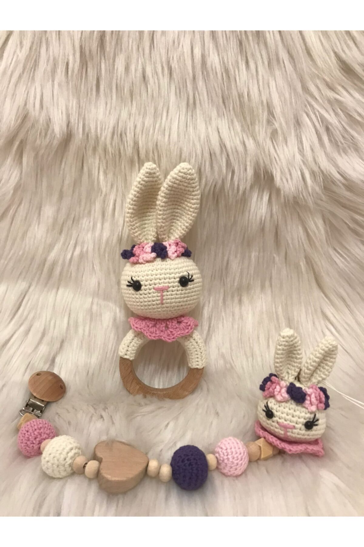 ON MARİFET Amigurumi Organik Örgü Oyuncak Tavşan Set