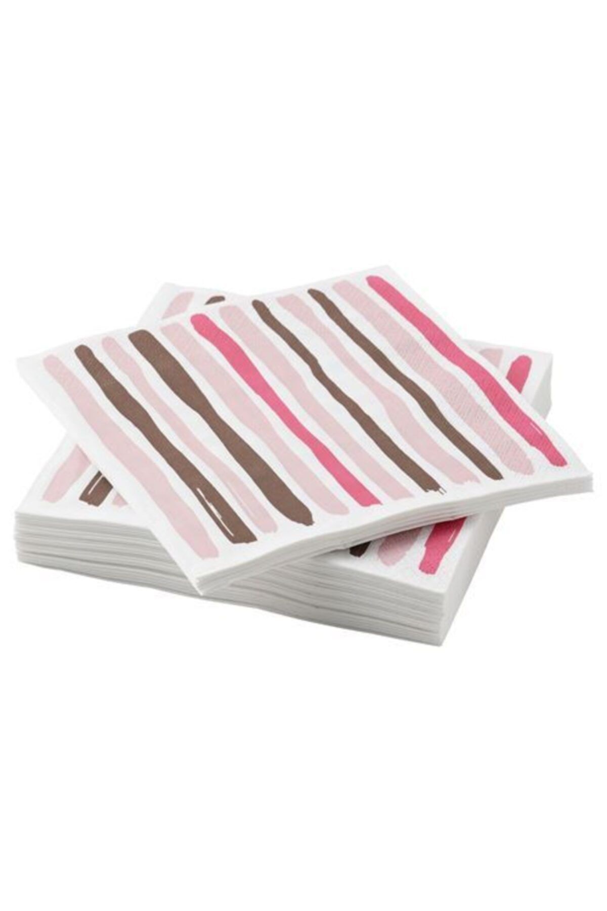IKEA 30 Lu Servis Peçete Çizgi Desenli 33x33 Cm Meridyendukkan Pembe Beyaz Sunumluk